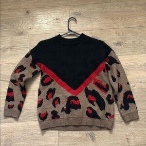 Maurice’s Red and Black Leopard Print Sweater